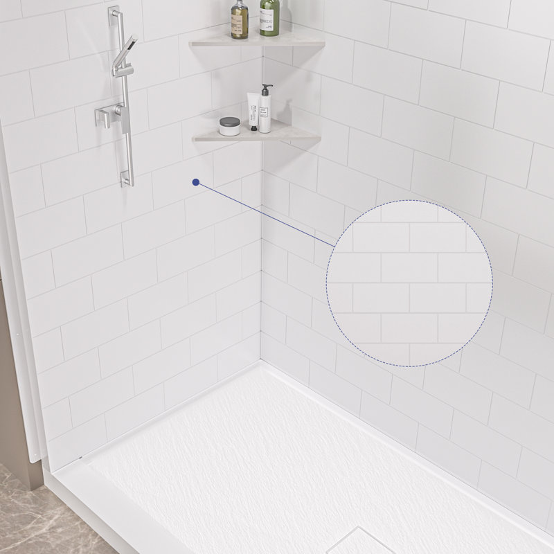 5-Piece Shower Wall Panel & Shower Base, 60''W x 77.25'' x H 32.25'' D Composite Shower Wall Panel Surround Solid Surface Shower & Shower Bases, Surround, Quick Install, Cuttable