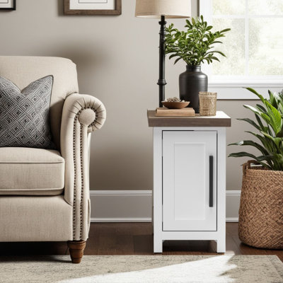 Brixham 14 inch Chairside Table, No Assembly Required, Two-Tone Finish