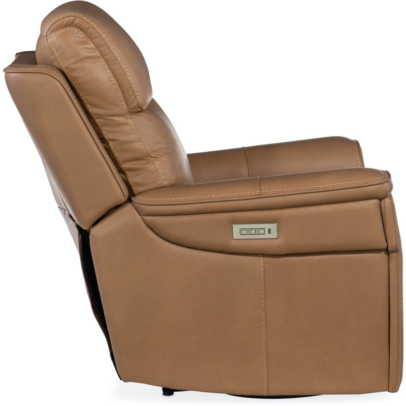 MS Zero Gravity Power Recliner with Power Headrest and Lumbar, Brown Genuine Leather