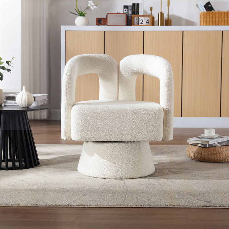Fauteuil demi-tonneau Accent, Beige bouclé incorrect