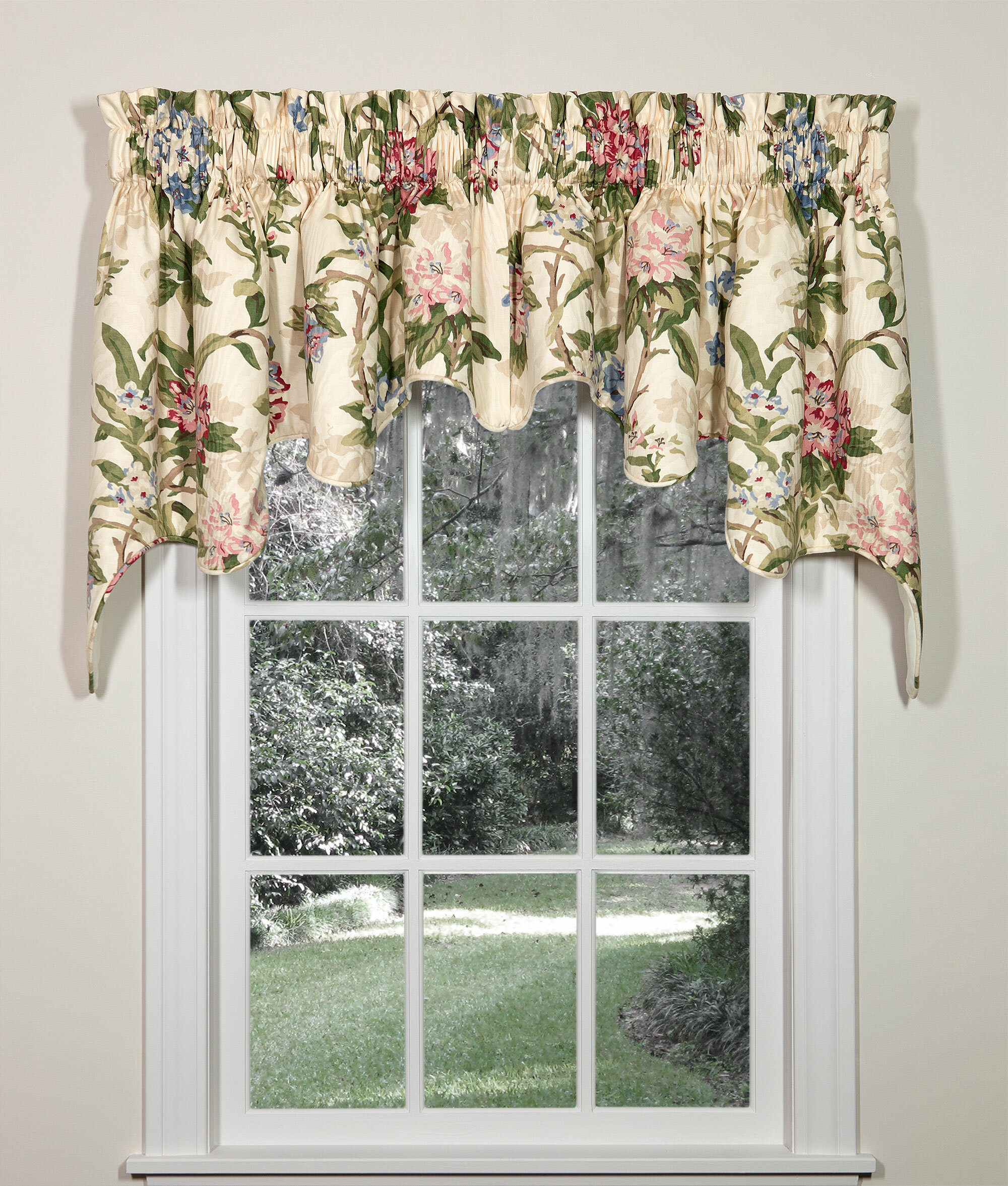 August Grove® Eaman Floral Cotton Blend 100'' W Window Valance in & Reviews
