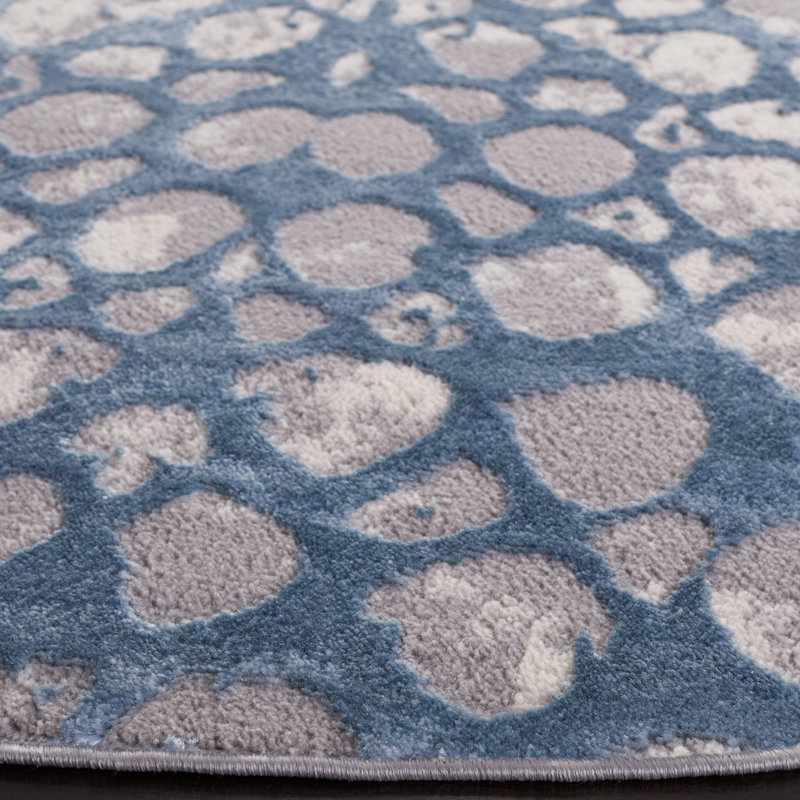 Tapis abstrait gris / bleu Gupton, Rectangle 4 pi 5 po x 6 pi 5 po