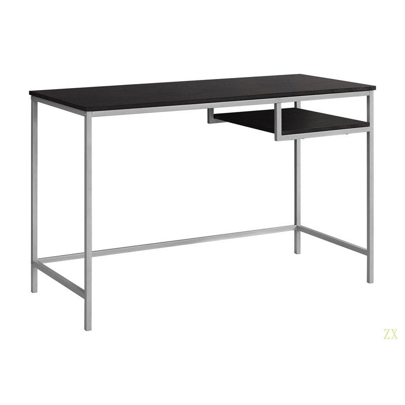 Bureau d'ordinateur, bureau personnel, ordinateur portable, L 48 po, stratifié de travail, métal, contemporain, moderne, Noir