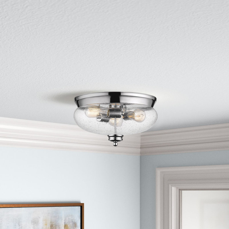 Reichert Glass Flush Mount, Seeded, Chrome