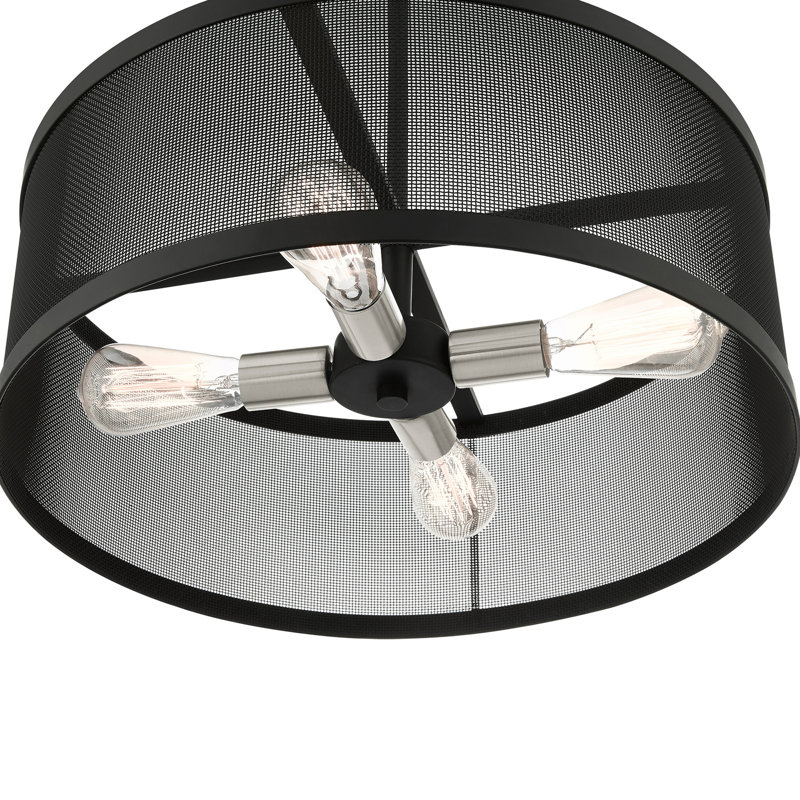 Lustre tambour Spoutnik à 4 lumières Emilia, Noir