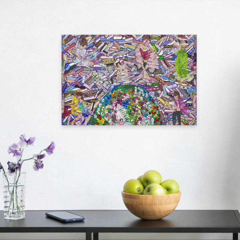 Histoires de jardin fantaisistes - Affiche murale abstraite et colorée de fleurs naturelles modernes, 12" H x 18" W