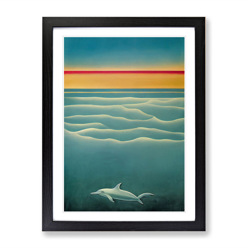 Swimming Dolphin - Framed Print, Black Framed, 34cm H x 25cm W x 2cm D