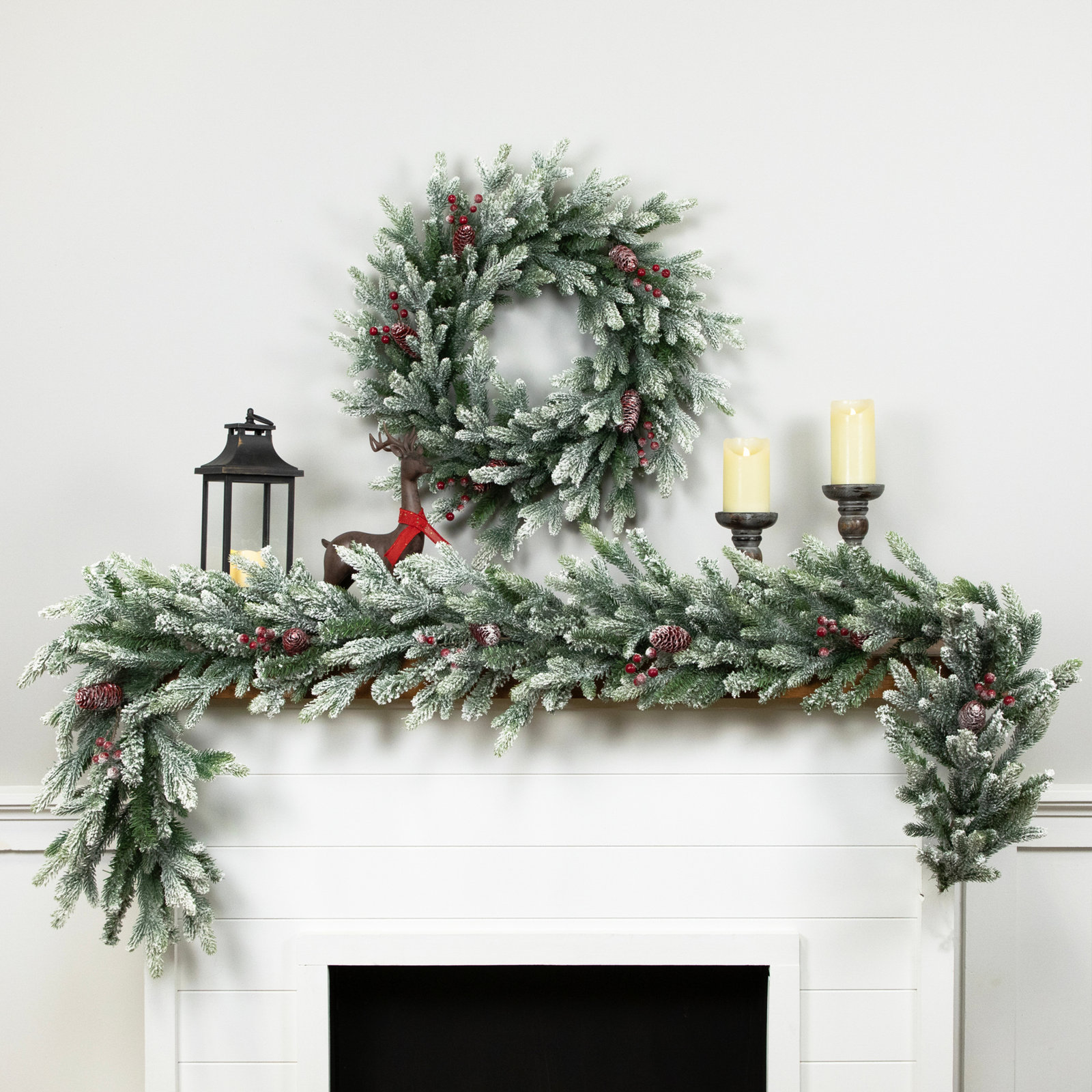 Real Touch Flocked Snowcap Grove Fir Artificial Christmas Garland - 7' X 15" - Unlit