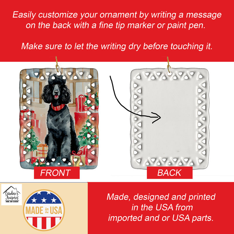 Ornement en porcelaine de Noël caniche, Caniche 3570
