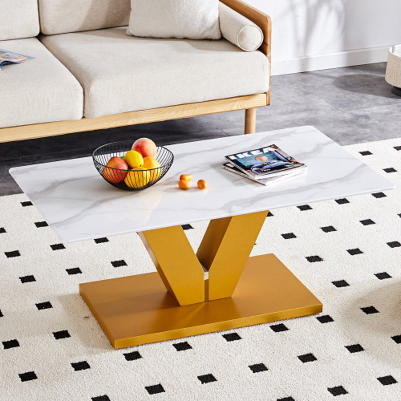 This Elegant Table Combines Durability With A Sleek Design- Featuring A Tempered Glass Tabletop With Stickers And Golden MDF Pillars, Perfect For Living Rooms And Dining Rooms
