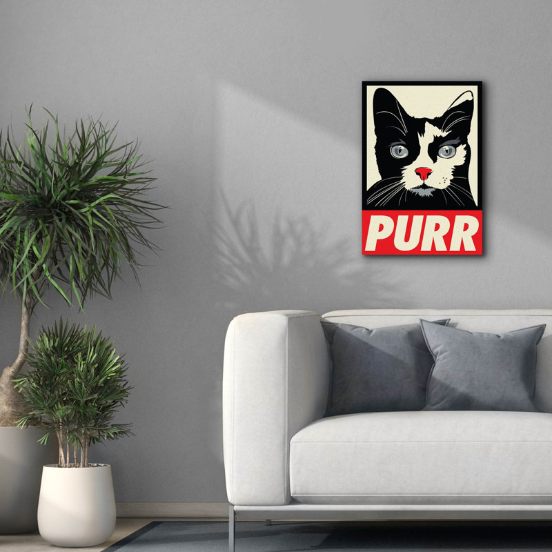 «Purr Propaganda» par Rachel Caldwell, art mural sur toile, H 26 po x l 18 po x P 0,75 po