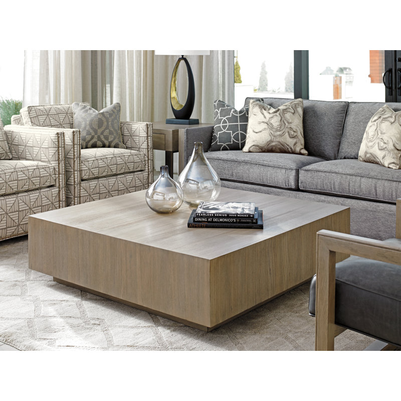 Gray Elm Veneer Square Wood Cocktail Table