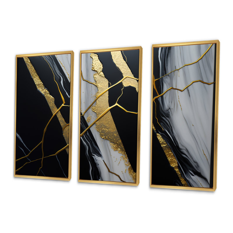 Ghislain - 3 Piece Print, 28" H x 36" W x 1" D, Gold