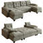 Canapé-lit en forme de U de 104,7 po avec lit escamotable, canapé-lit convertible 2-en-1 avec accoudoirs amovibles et ports USB, canapé modulaire surdimensionné en chenille avec méridienne-2005786058