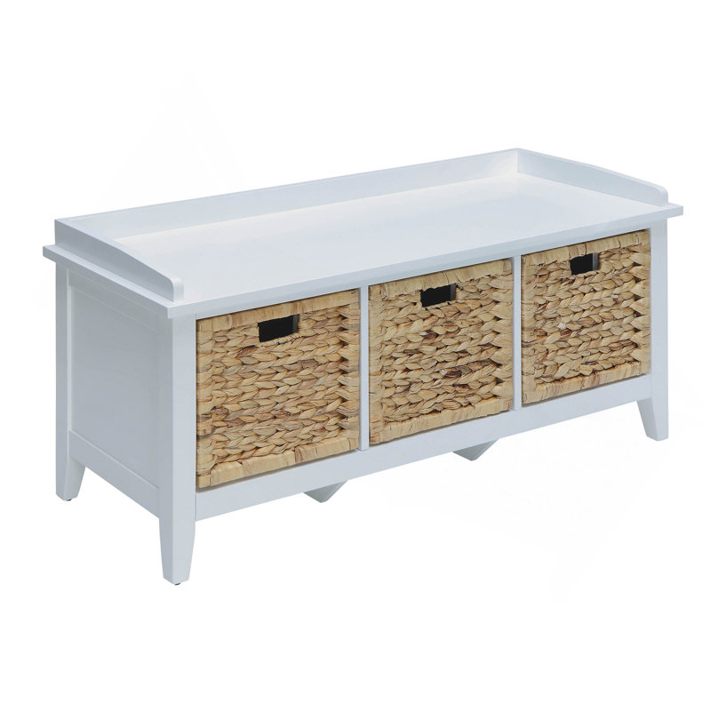 Banc beige et blanc avec 3 tiroirs, Beige