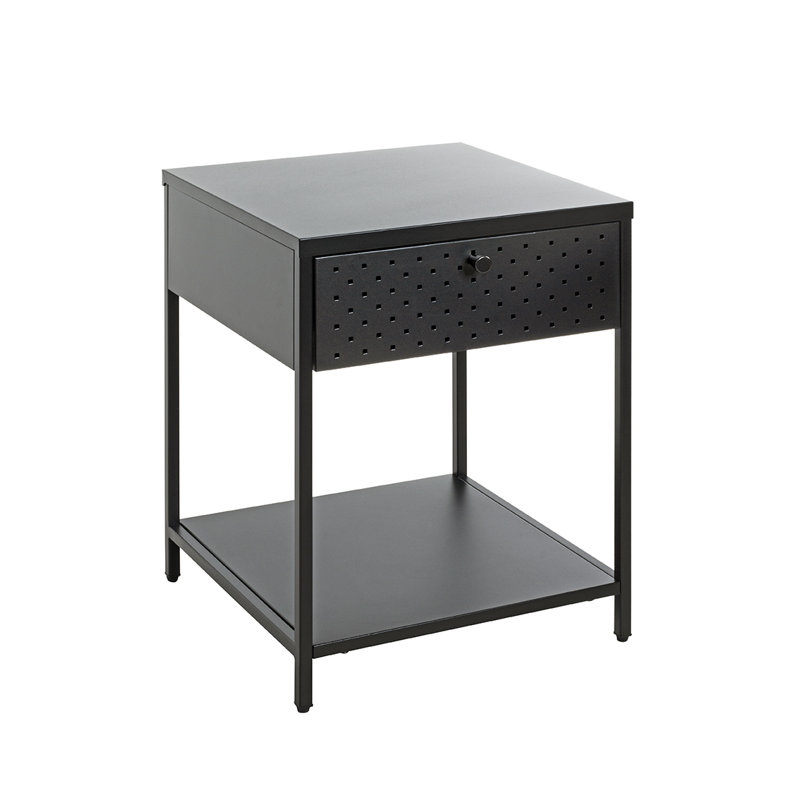 Claremont 40cm W Metal Bedside Table, Black