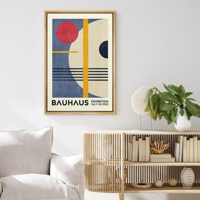 Abstract Vibrant Color Blocks " Red And Blue Bauhaus Geometric Display Abstract Shapes "