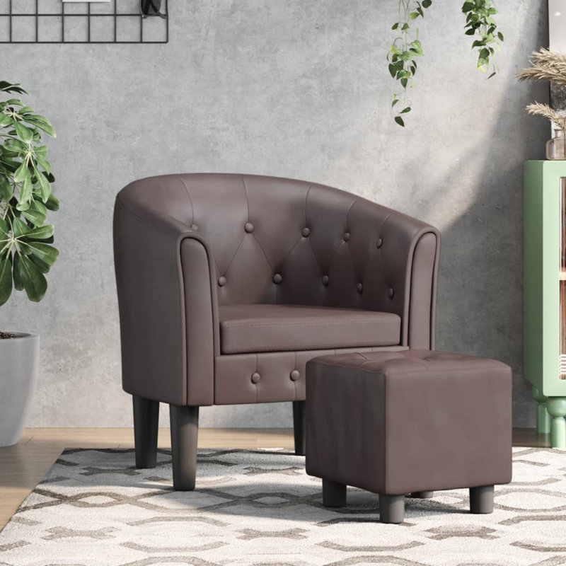 Fauteuil de baignoire avec repose-pieds Winston Porter, Similicuir brun