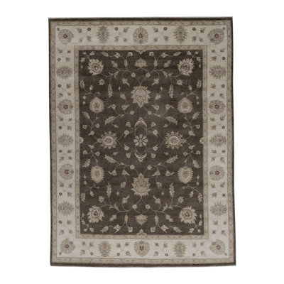 Wool Oriental Area Rug in Black/Beige/Light Green