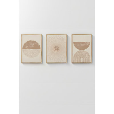 Ensemble de 3 peintures élégantes encadrées décoratives, 12,9 po x 18,9 po | Cadre 100% bois massif (épaisseur: 0,8 pouce), œuvre d'art 100% MDF | Impression numérique éclatante, parfaite pour la décoration de salon et de bureau