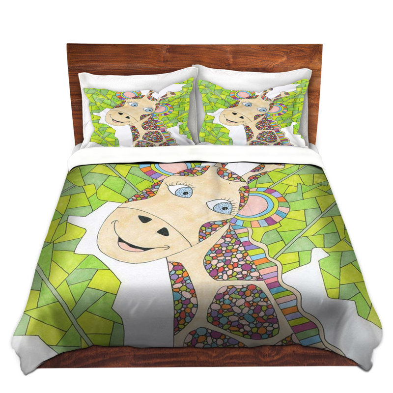 Ensemble de housse de couette kind giraffe, 1 housse + 2 taies très grand lit