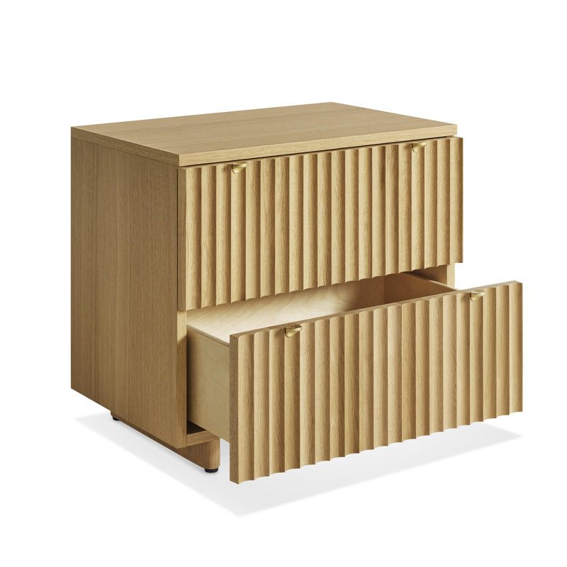 Murmur 2 - Drawer Solid Wood Nightstand, White Oak