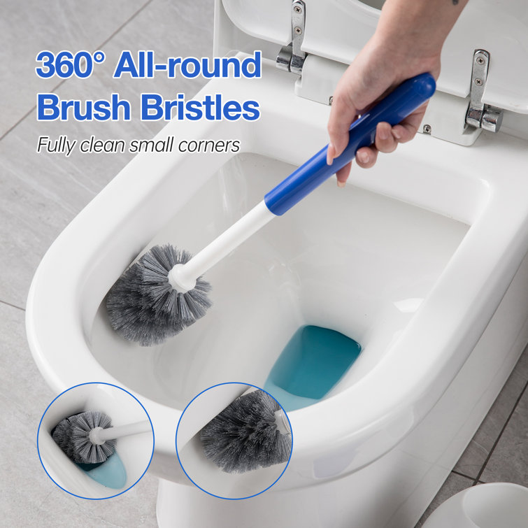 18.5 Toilet Brush Set in White/Blue CLEANHOME