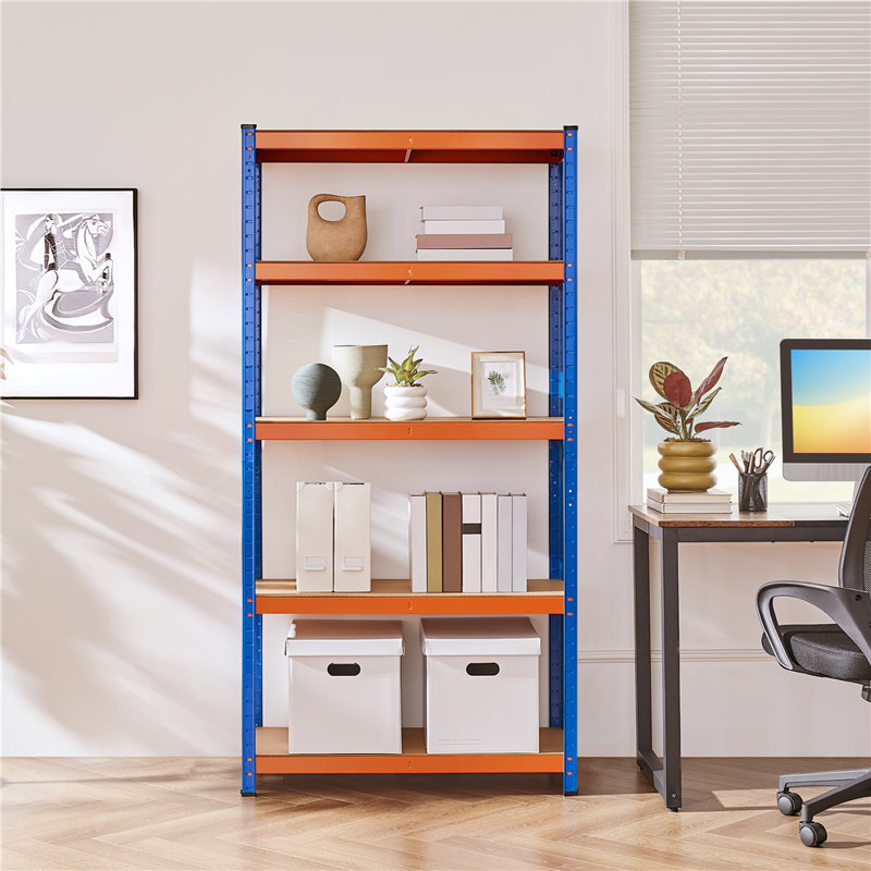 90cm W Steel Shelving Unit, Orange/Blue