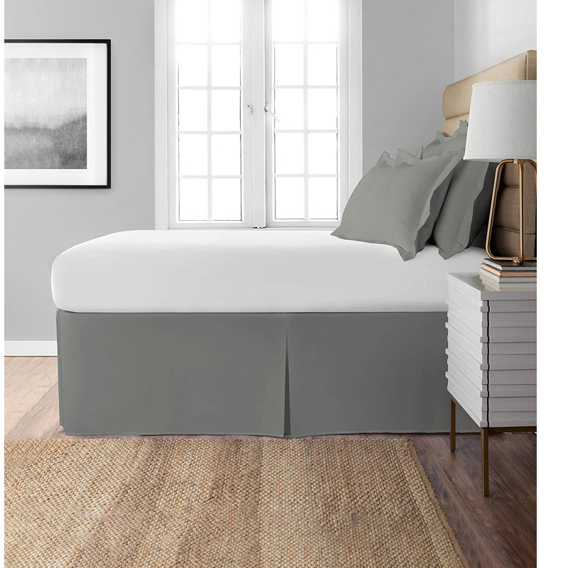 Afia Microfiber Bed Skirt Easy Fit Around Wrinkle Free, Fade Resistant, 16" Drop Length, King, Dark Gray