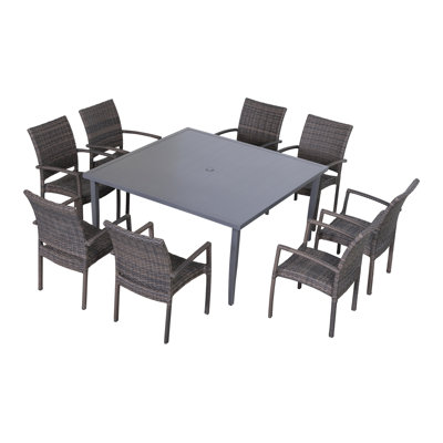 Ensemble de salle à manger en aluminium 60 po pour 8 personnes Chimkasi