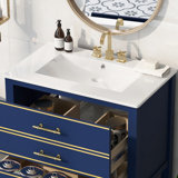 30" White Single Vanity Top With Sink And 8" Widespread Faucet Holes
