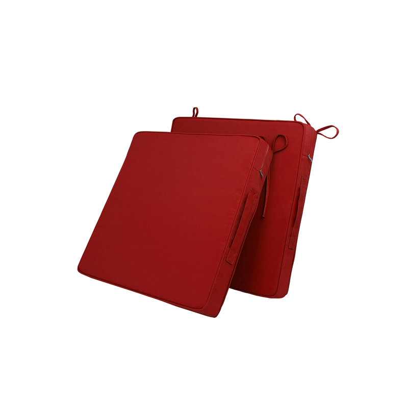 Outdoor Seat Cushion 2-Piece Set, With handles and drawstrings, Square Outdoor Seat Cushion, 19*19*3 in, red, 19" W x 19" D