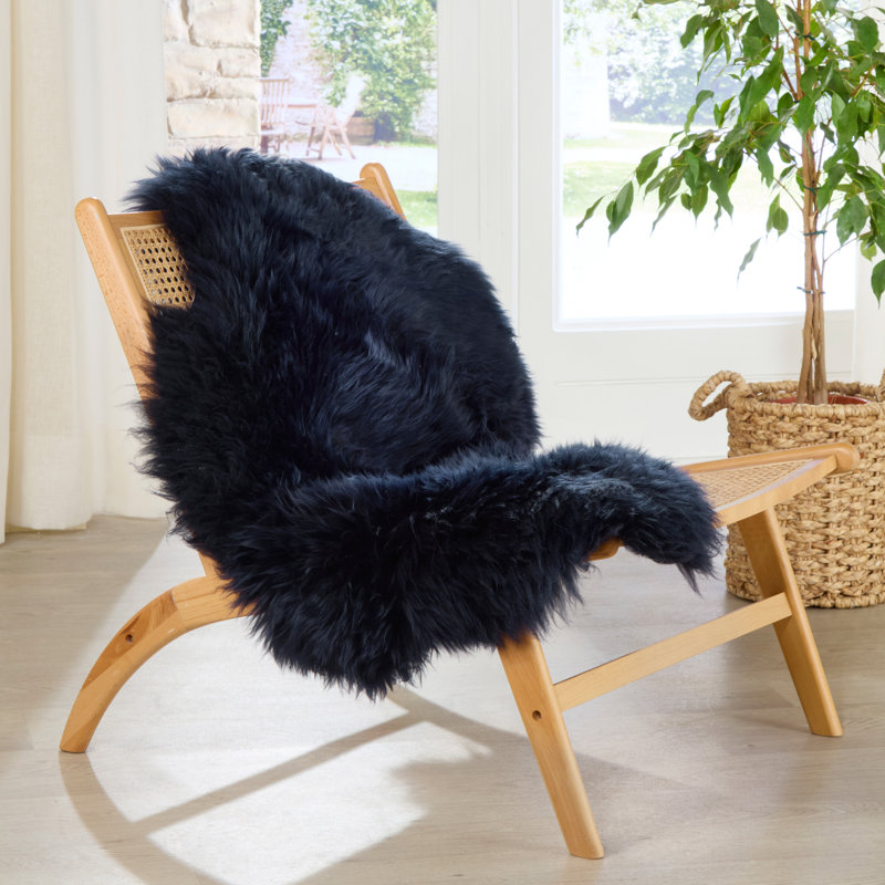 Omara Solid Colour Sheepskin 120cm X 60cm Area Rug