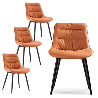 Modern Upholstered Back Dining Chair Armless Side Chair With Metal Legs