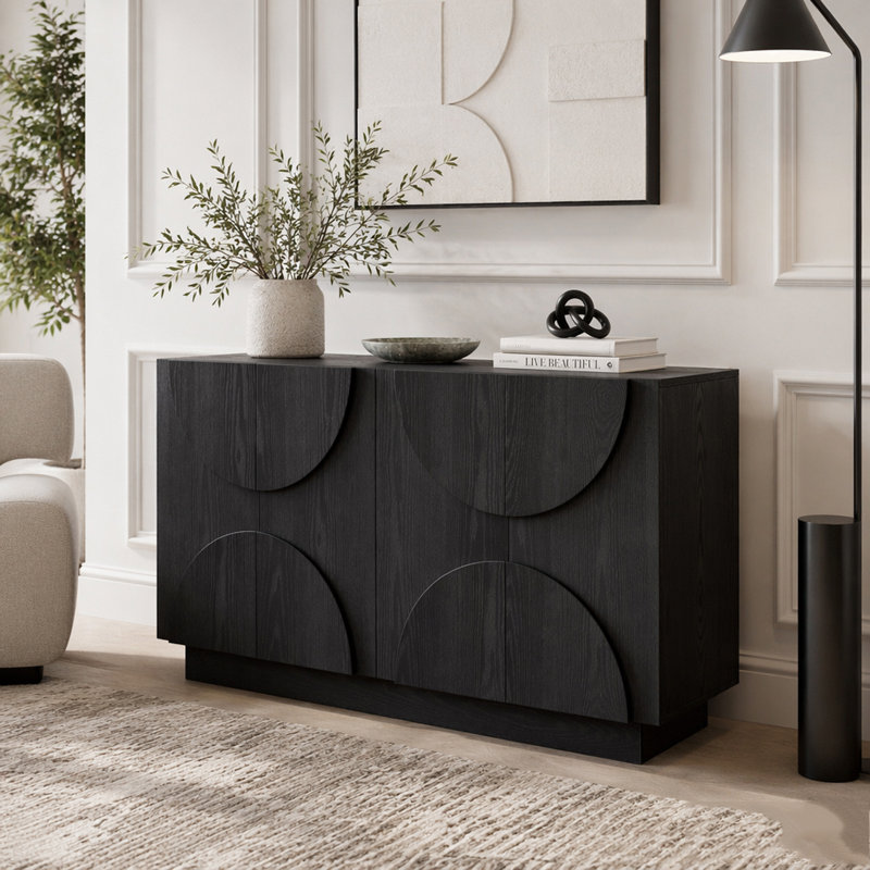 4-Door Large Storage Sideboard, Black