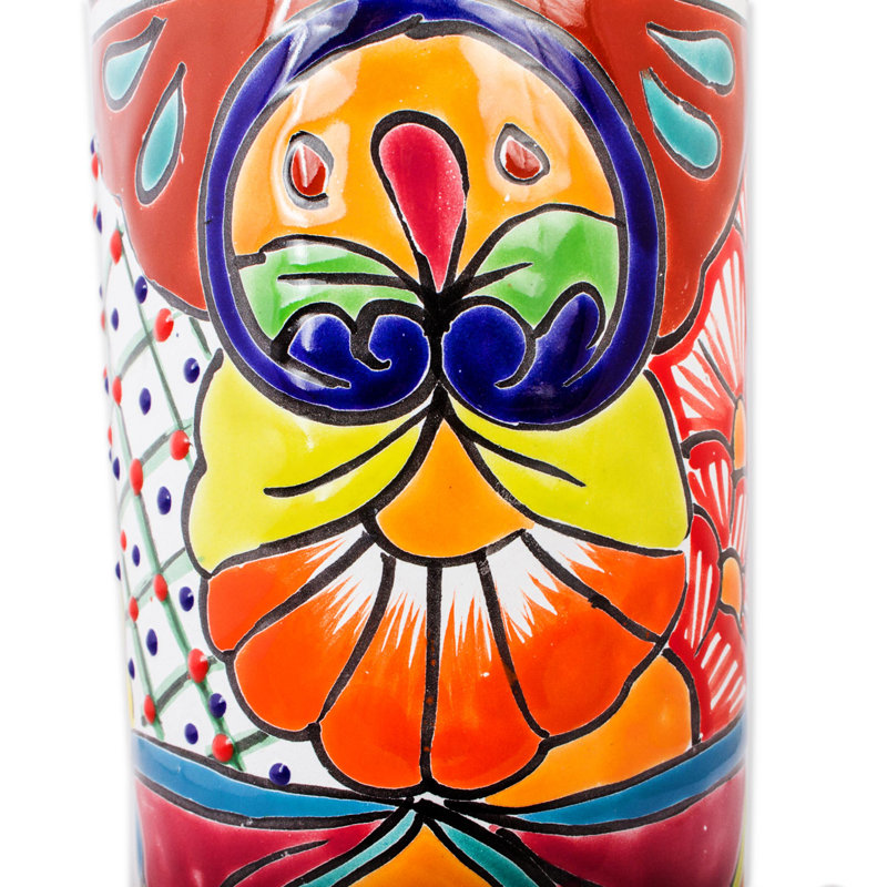 Vase de table cylindrique en céramique Talavera