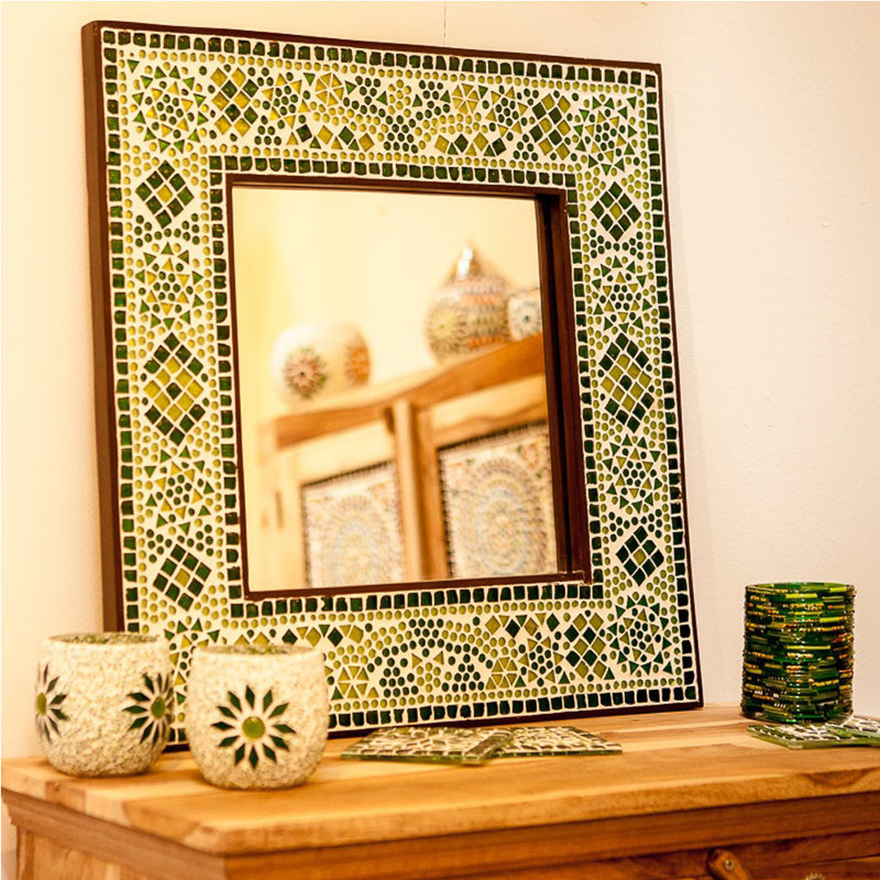 Celis Flat Wall Mirror, Green