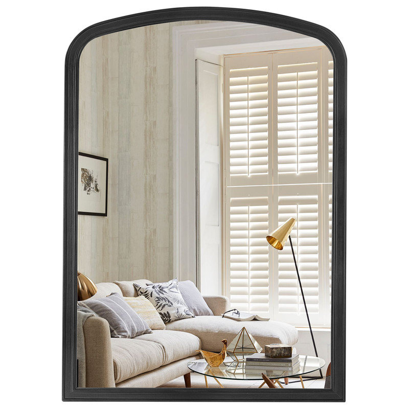 Chadwood Solid Wood Arch Mirror, Black, 30'' x 20''