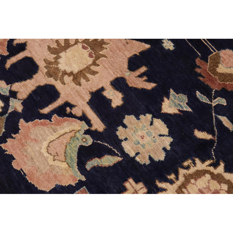 Tapis oriental noir / brun clair en laine noué à la main 9 pi 2 po x 11 pi 6 po Silke