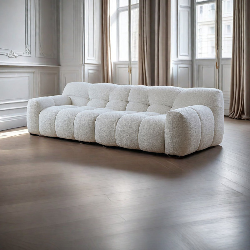 Gillispie 98.43'' Upholstered Sofa, 27.94" H x 110.23" W x 40.54" D, White Velvet, 4
