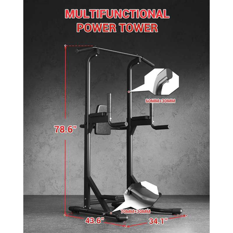 Pull Up Bar Free Standing Workout Equipment, Power Tower Dip Station for Home Gym, 450LBS Weight Capacity Strength Training Fitness Equipment