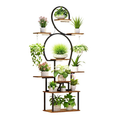 63 9-Tier Plant Stand with Grow Lights, Multi-Level Metal Plant Shelf