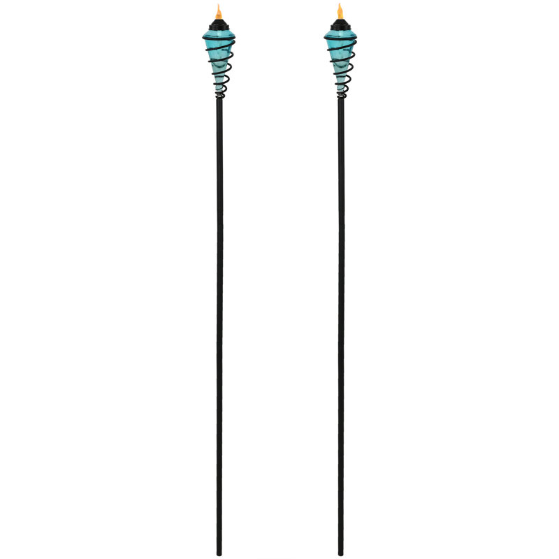 Ensemble de 2 torches de jardin en verre à tourbillon avec hauteur réglable Schofields, Bleu, 2