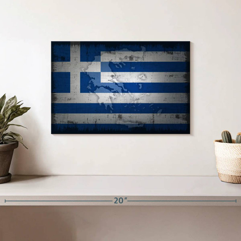 Carte et drapeau de la Grèce, H 8 po x l 12 po