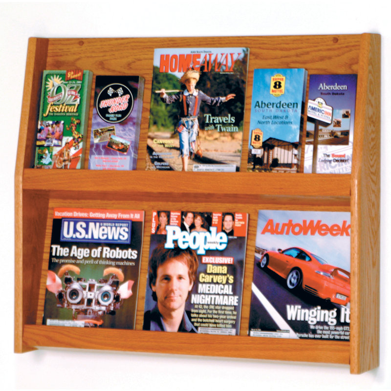 Présentoir mural 6 magazines / 12, Chêne médium