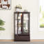 Armoire vitrée éclairée avec porte-bouteilles vitrée avec tablettes réglables en verre, 2 portes et 1 tiroir