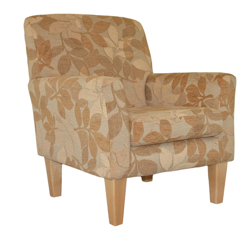 Ethan Upholstered Armchair, Beech, Angelina Ivory Pattern