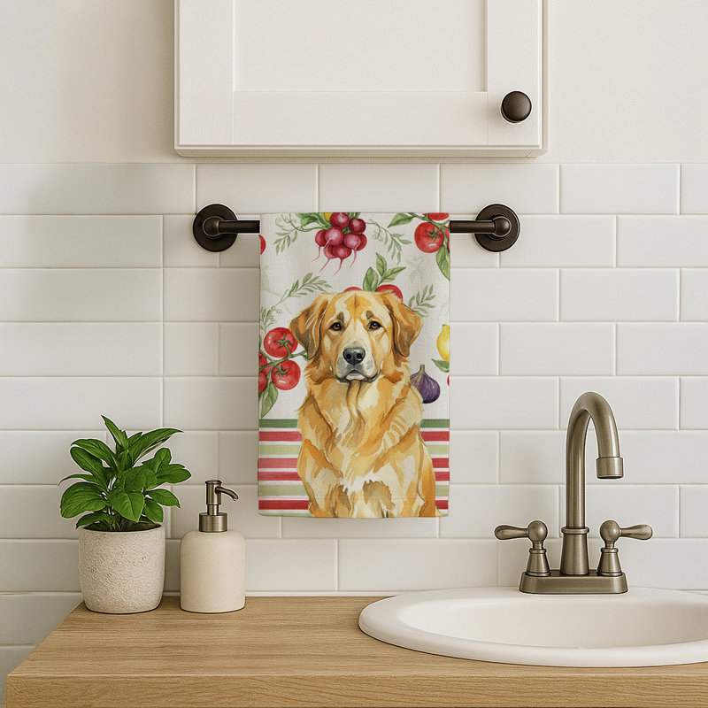 Lion Yellow Leonberger Vegetables Kitchen Towel, Lion Yellow Leonberger
