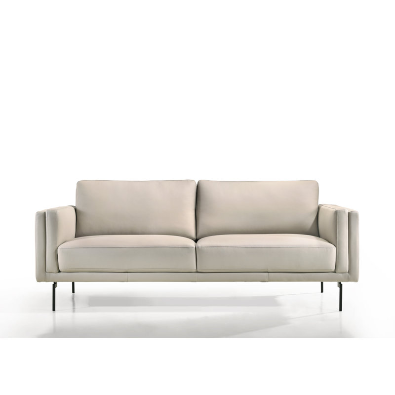 Canapé en cuir 86 po Revelstoke, Cuir véritable gris clair
