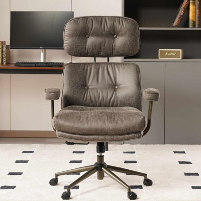 Ergonomic Executive Office Chair, Extra Wide Tufted Seat, High Back Reclining Desk Chair with Lumbar Support, Swivel & Cloud-Like Comfort